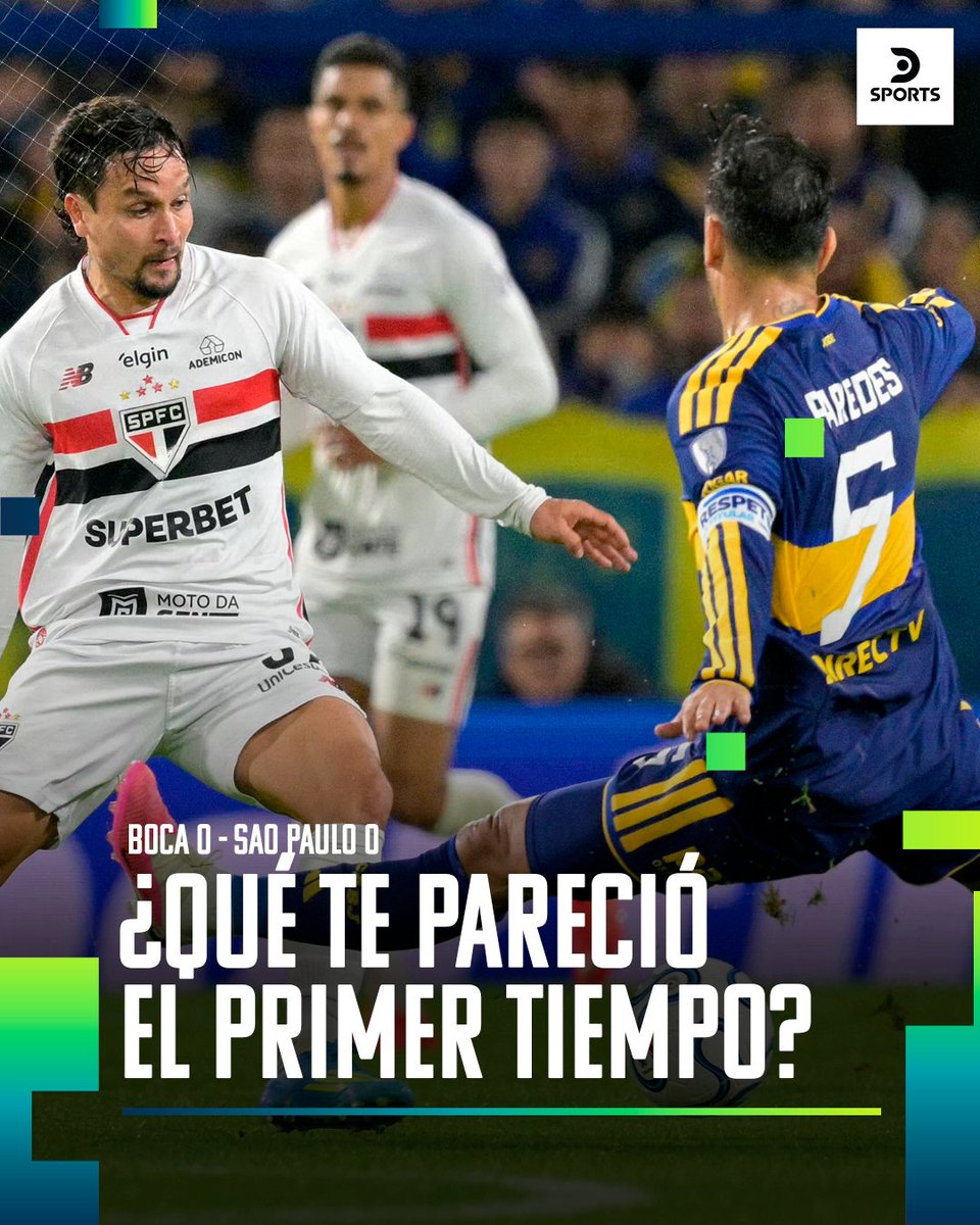DSports's tweet photo. ¿CÓMO VISTE LA PRIMERA MITAD EN LA BOMBONERA?

Boca y São Paulo no se sacan diferencias en la ida de los cuartos de final de la CONMEBOL #SudamericanaEnDSPORTS.

#Sudamericana https://t.co/IVFGdm0FqI