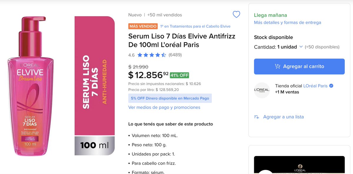 recomdigitales's tweet photo. 🤯 41% OFF el Serum Liso 7 Días Elvive Antifrizz a SOLO $12.856 🔥🔥🔥

APROVECHÁ AHORA👇👇
https://t.co/9slZP5Iby4 https://t.co/M8cu2rrM2V