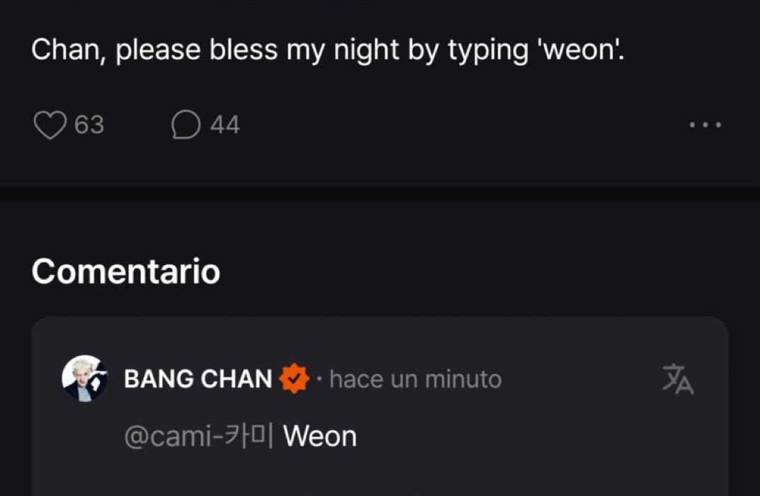 skzlatamproject's tweet photo. Chan, por favor, bendice mi noche escribiendo Weon

🐺 Weon https://t.co/PmNRHY9DOB