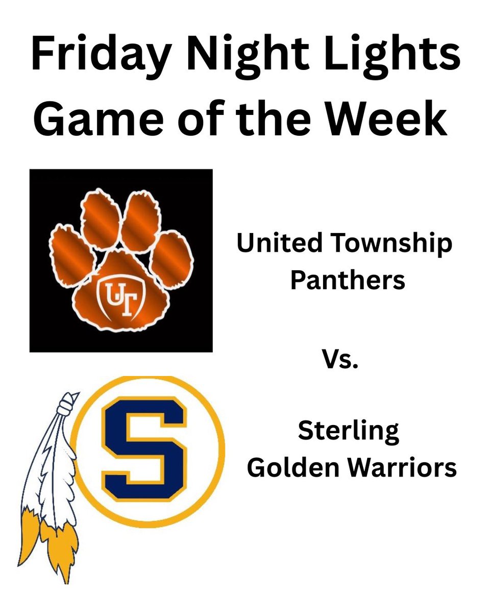 Ptsportsil's tweet photo. Game of the Week will feature two 2-1 teams out of Western Big 6 between (@uthsfootball) 2-1 United Township vs 2-1(@_shsfootball) Sterling 
@mattjnow @ViewFromWestPod https://t.co/DM9m2ObsOS