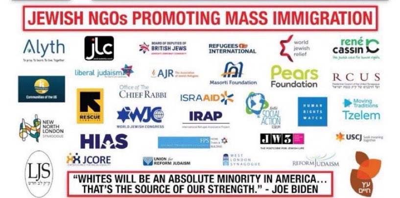 Destroy_theGOP's tweet photo. @Yuzumaki12 @Ford1903192088 @dac_hus @ReformUSA_ Show me a list of Catholic immigration aid organizations? Google lists 3. There are over 25 jew organizations. Your low IQ is showing again. 

Jews bribe and blackmail our politicians to make money available to immigrant aid organizations. So what if Catholics get some of it. https://t.co/CK2LmoZpGQ