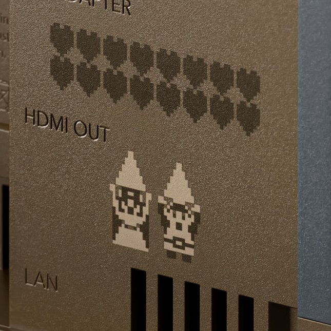Genki_JPN's tweet photo. Pixel Link and Zelda holding Triforce pieces are on the back cover of The Legend of Zelda 40th Anniversary Switch 2 console!

Amazing little detail. https://t.co/ydc3yV0sbX