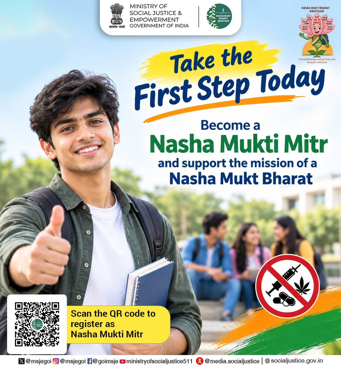 MSJEGOI's tweet photo. Become a Nasha Mukti Mitr and support a drug-free India. 

नशामुक्ति मित्र बनें और नशामुक्त भारत के संकल्प में साथ दें। #NashaMuktBharat

@PMOIndia @narendramodi @AmitShah @Drvirendrakum13 @RamdasAthawale @blvermaup @PIB_India @mygovindia @MIB_India @NISD_India @nskfdc @NSFDC_MOSJE @nbcfdc