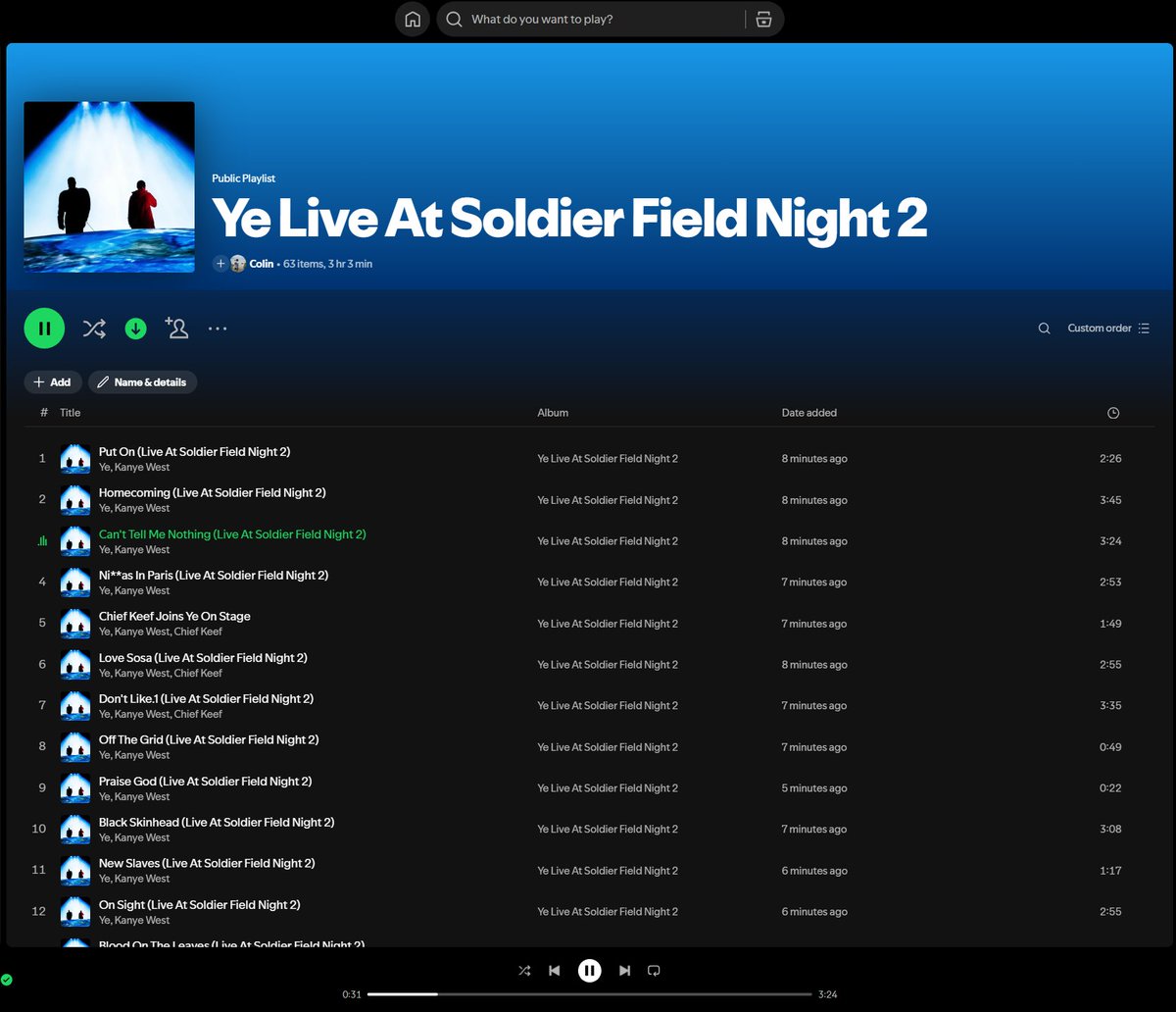 YE_TIMEZ's tweet photo. 🚨YE LIVE AT SOLDIER FIELD NIGHT 2 LOCAL FILES📁

THE GREATEST SHOW OF ALL TIME.🌍

Link in comments 🚨 https://t.co/JqM3Tipm6r