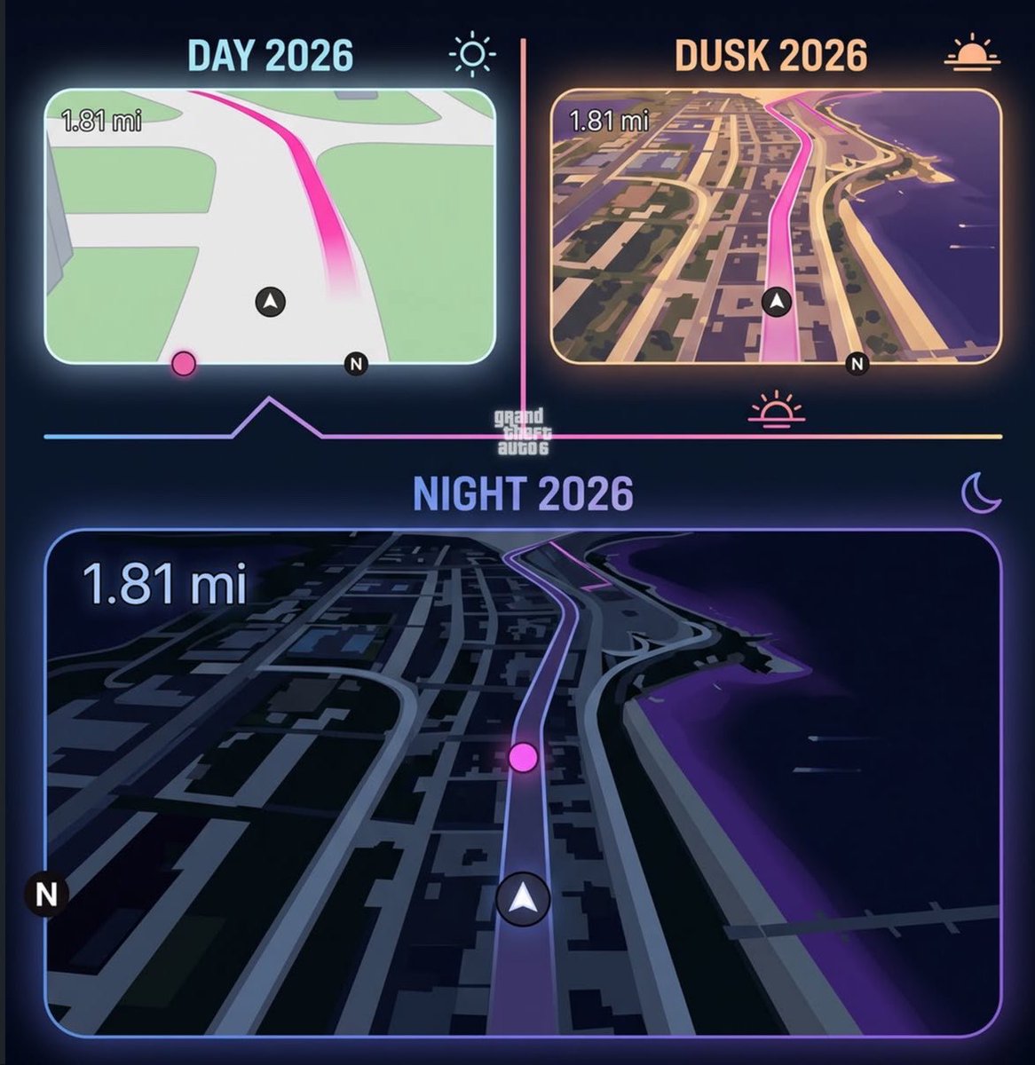 caty_komal's tweet photo. I love all 3 mode of mini map of GTA6 https://t.co/PBjdWWJO7m