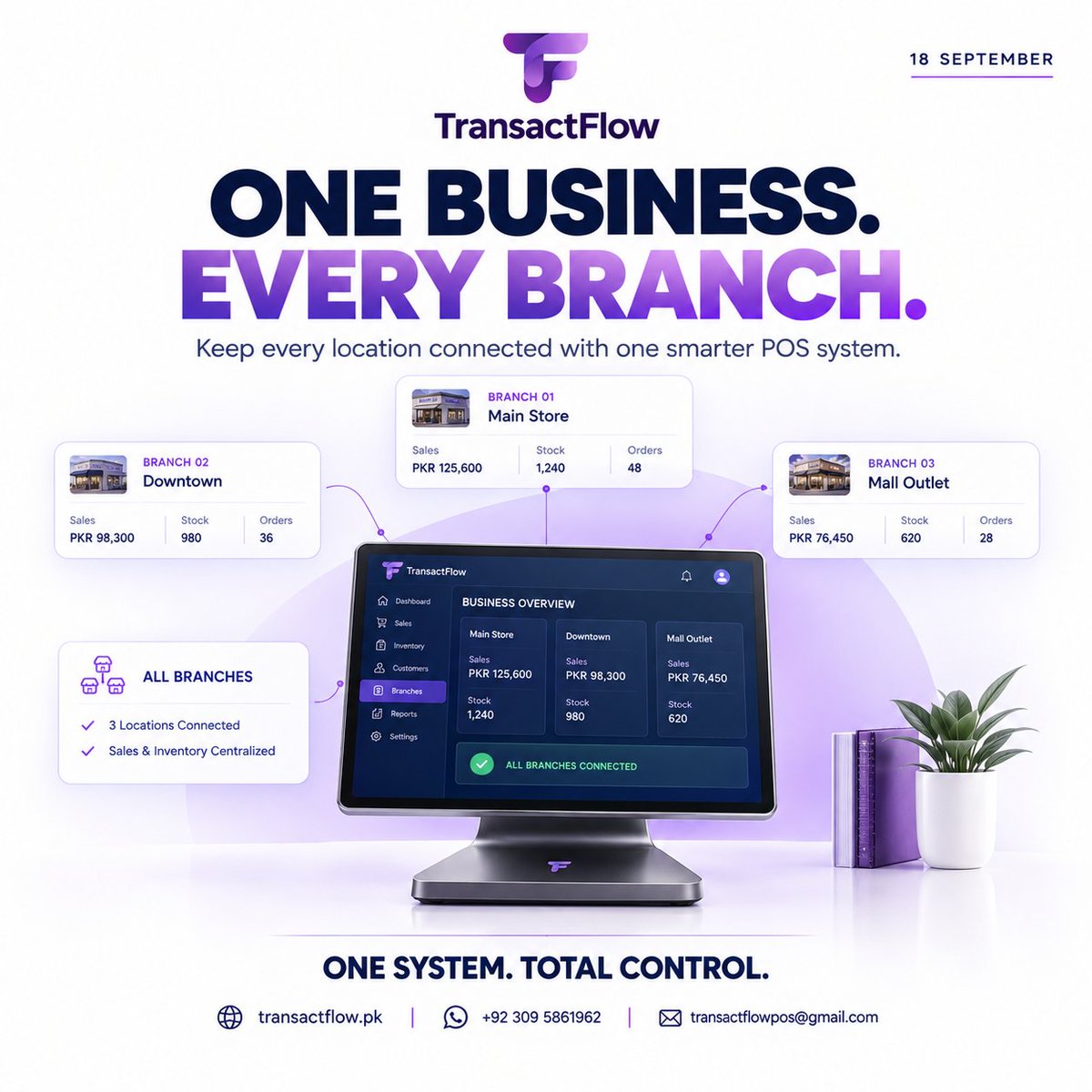 transactflow's tweet photo. ONE BUSINESS. EVERY BRANCH. 🟣

Connect every location with TransactFlow POS. Manage sales, inventory and orders through one centralized POS system built for growing businesses.

One system. Every branch. Total control.

https://t.co/fHN9ZPZzuT

#POSSoftware #POSPakistan https://t.co/0w6C4hfaCu