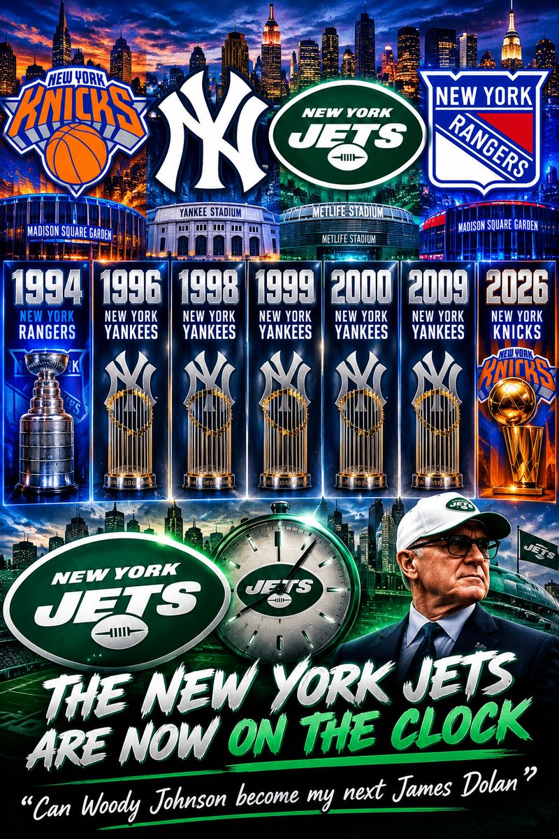 DWC_1985's tweet photo. 1994 = New York Rangers.
1996 = New York Yankees.
1998 = New York Yankees.
1999 = New York Yankees.
2000 = New York Yankees.
2009 = New York Yankees.
2026 = New York Knicks.

All I need is for my J-E-T-S Jets #JETS Jets to win the NFL SUPERBOWL and complete my Sports bucket-list. https://t.co/UBSkqTBgAV