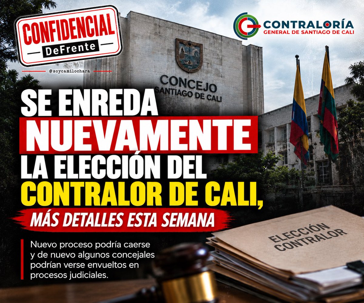 soycamilochara's tweet photo. 🚨 CONFIDENCIAL 🚨#DeFrente 

Se vuelve a enredar la elección del Contralor de Cali.

Tengo información que podría poner nuevamente contra las cuerdas el proceso. Lo más llamativo: la Mesa Directiva del Concejo habría pretendido mantener oculta información alegando una supuesta “reserva” sobre actuaciones de un proceso que, por su naturaleza, es público.

¿QUÉ NO QUERÍAN QUE SE CONOCIERA? 👀

Documentos, decisiones y actuaciones que podrían abrir un nuevo capítulo jurídico y comprometer otra vez a algunos concejales.

Esta semana en #ConfidencialDeFrente revelaremos los detalles. 🔥

Esto apenas comienza…