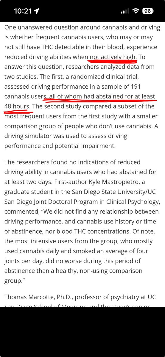 trixieslegs's tweet photo. @RomeoNovem66215 @CholeraFan neither study is saying frequent smokers are safe drivers. first one says if someone is driving while high, they might drive worse if they don’t smoke often. the second study is only testing SOBER drivers on whether it makes a difference how often they usually smoke. https://t.co/YUxzuGMGcM