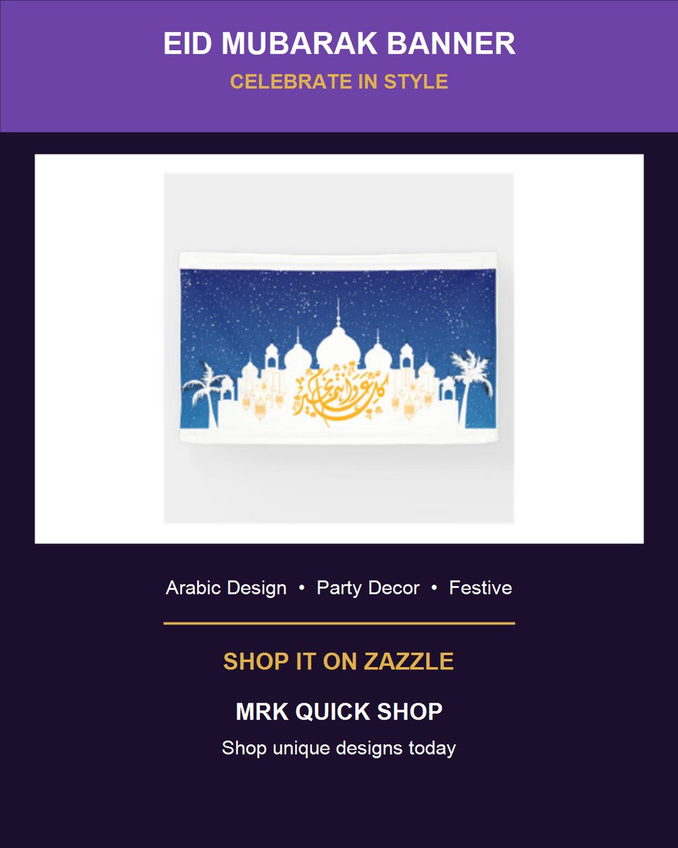 MrkQuickShop's tweet photo. Create a beautiful Eid celebration with this festive Arabic banner. 
Shop on Zazzle.
https://t.co/FDS1c5onjY
#EidDecor #EidMubarak https://t.co/Jr3LMKrpVK