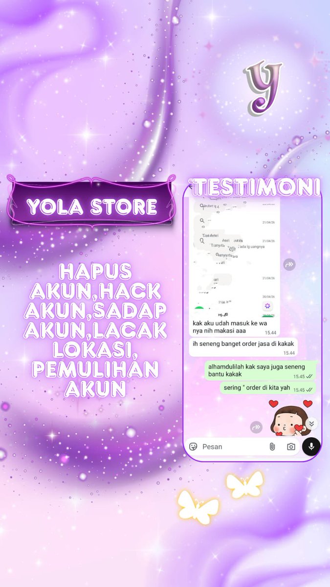 bwserk's tweet photo. OPEN JASA PEMULIHAN AKUN | UNSUS UNSUSPEND &amp; BALIKIN AKUN SOSMED FAST #zonajajan

🔶 LUPA PASWORD/KE HACK
🔶 JASA SADAP AKUN / WA
🔶LACAK LOKASI
🔶 JASA HAPUS AKUN
🔶 JASA HACK/PULIHKAN AKUN EMAIL,GMAIL,INSTAGRAM,TWITER, FB,TIKTOK,LINE,DLL  

FAST RESPON WA DI BIO‼️
#zonauang https://t.co/eW4YJVJd9O