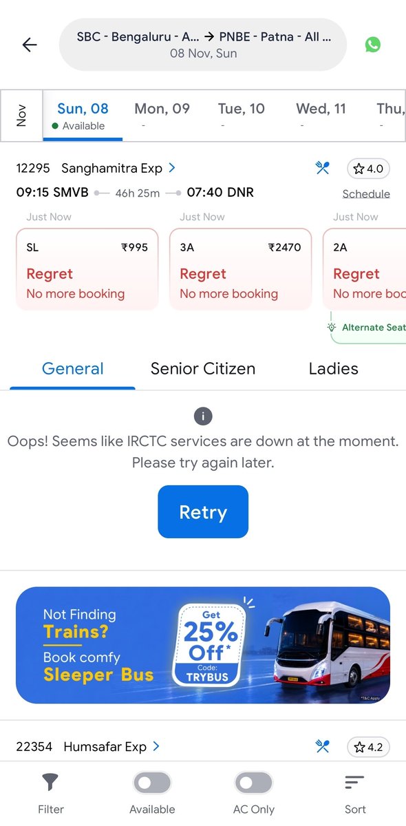 pratik_speed's tweet photo. Wtf is going on @AshwiniVaishnaw @IRCTCofficial @RailwaySeva @RailMinIndia @PMOIndia it shows 8:10 am opens, and in 6 mins all tickets out and shows regret even before 8:10 if window is not open how come it is gone ? https://t.co/CASxalDmkZ