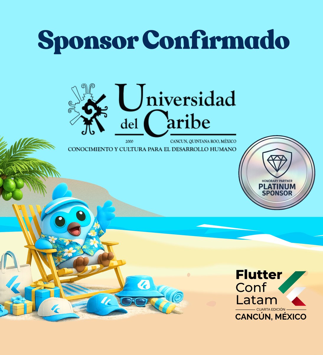 FlutterConfLAT's tweet photo. Universidad del Caribe (@UcaribeOficial), Platinum Sponsor de FCL #4.
Platinum Sponsor of FCL's 4th edition, our academic partner in Cancรบn.
๐๏ธ https://t.co/RNHY6vA32m
๐
22โ23 sep | ๐Cancรบn, MX
#flutterconflatam #flutter #fcl2026 https://t.co/ndr9OBFVFh