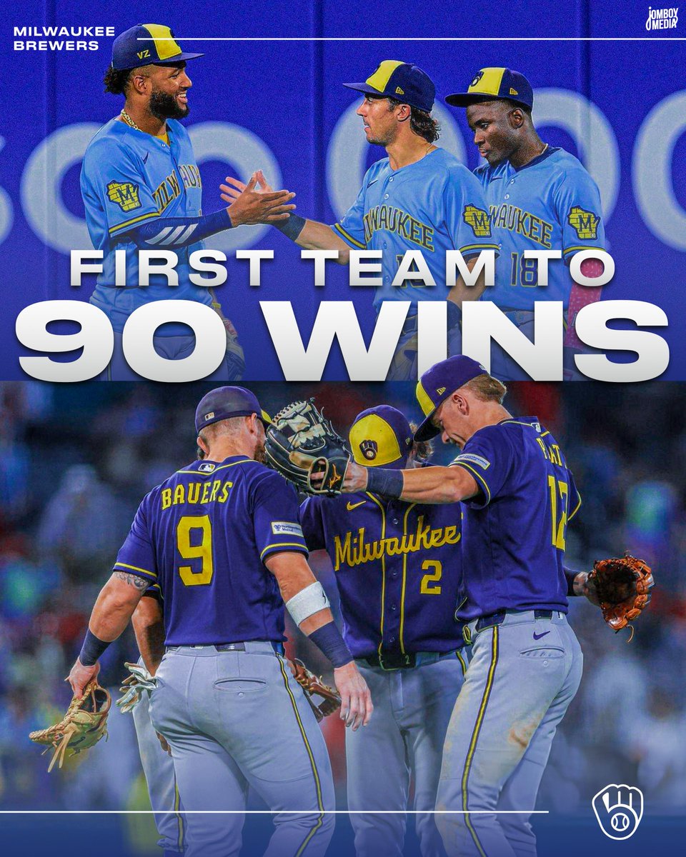 TalkinBaseball_'s tweet photo. The Milwaukee Brewers are the first team to 90 wins! https://t.co/z4rBGca9jY