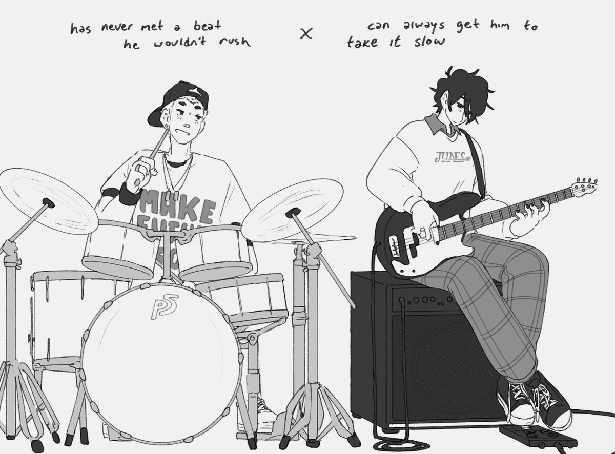 hypogryffin's tweet photo. #PRPM2026 day 9: band au // [ryukita]
look at my rhythm section dawg this band sucks https://t.co/f34WB9WSqb