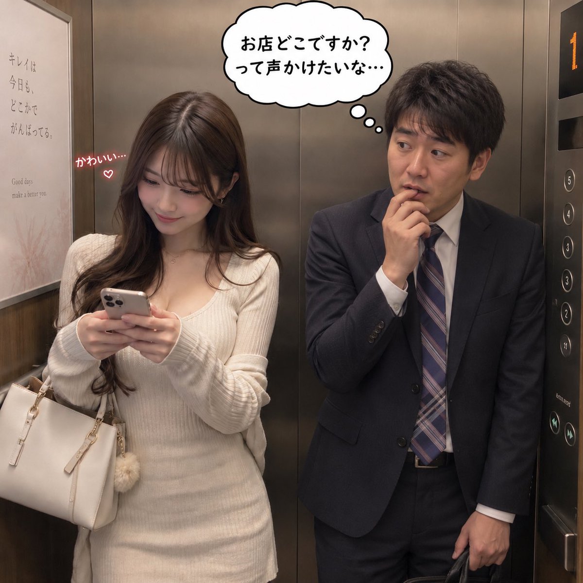 baculo_Osaka's tweet photo. 【メンエスあるある】
エレベーター待ちで、可愛いセラピがいると「どこのお店？」と声掛けたくなる😅 https://t.co/a33SbxJwmM