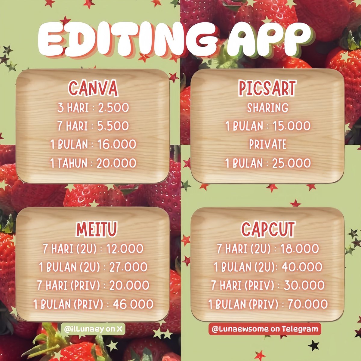 ilLunaey's tweet photo. 𓂃 ׁ  𓈒 ♡🌻 Toko alomani pembaik siap menerima pesanan kamu. Yuk jajan dan pesanan kamu akan aku proses secepat kilat!
— 💌 : https://t.co/0qygUpnVRV
— testimoni : https://t.co/kxl6CEjzVF
✿ ˚ . 💗🧃 ⊹ Jangan lupa jajan di toko aku..! 🥣 ~ Terima kasih! 💨 ₊˚. https://t.co/zQUTfBKbCq