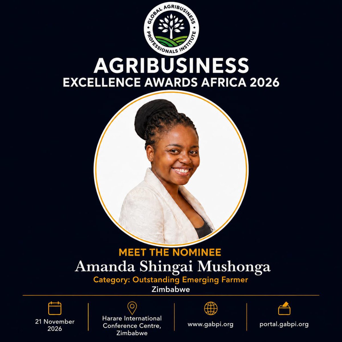 ShingaiAfrique's tweet photo. Greatly humbled and honored to be nominated for 2 categories below. Please vote on https//portal.gabpi.org - a % of final is from voting https://t.co/mY046TqDiB