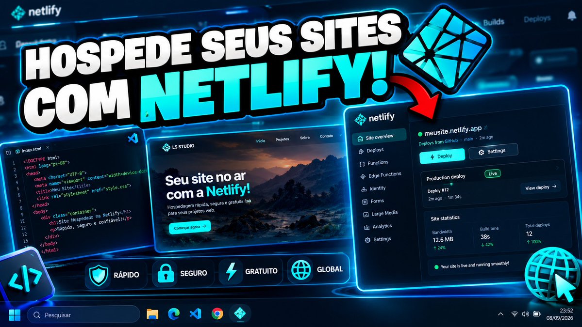 LSPaulo136's tweet photo. 🚀 Novo vídeo!

Aprenda a hospedar seu site na Netlify passo a passo! 🌐💻

Deploy, publicação do projeto, painel da Netlify e muito mais!

🎥 Assista:
https://t.co/OMoeBtzQpx
#Netlify #Programação #WebDevelopment https://t.co/yQEXHcEgUx