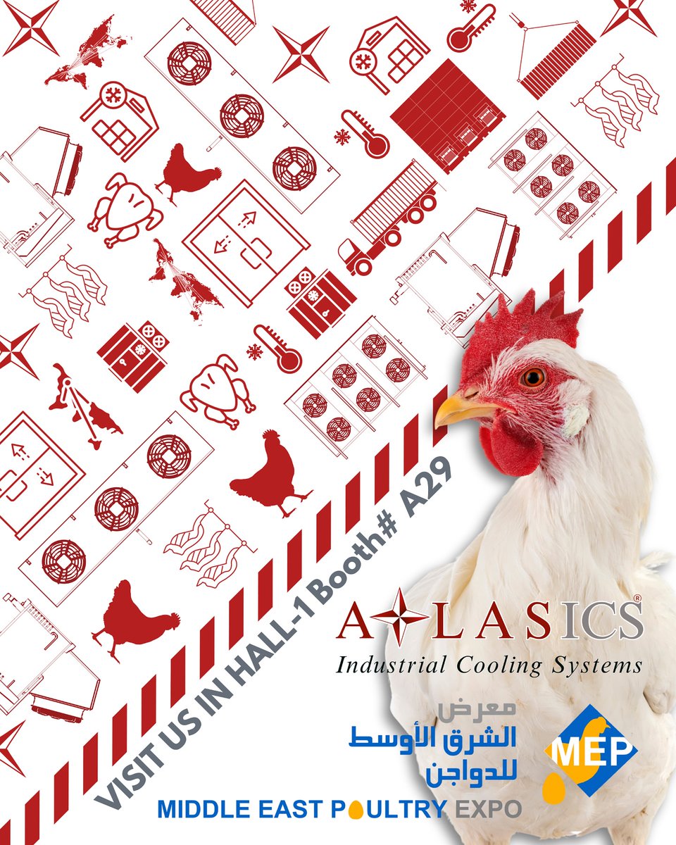 simiyap's tweet photo. See you at Middle East Poultry Expo 2025, April 14–16 in Riyadh! Visit AtlasICS at Hall 1, Stand A29 to explore sustainable cooling and food storage solutions for the poultry industry. https://t.co/GUAw1vNQO1