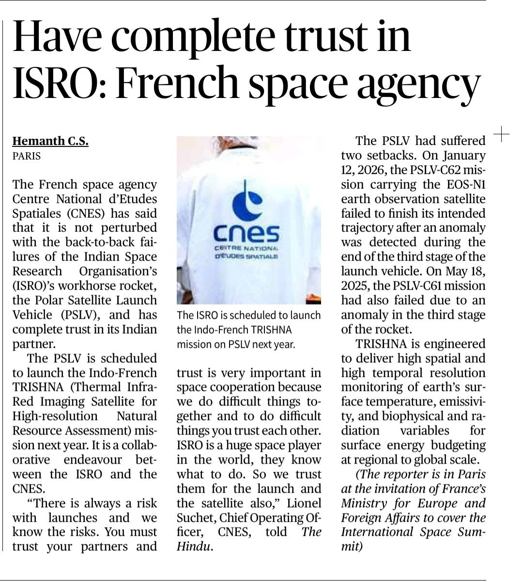 Aarti_Bux_Rai's tweet photo. 🚀🇮🇳 Trust is the foundation of great space partnerships.
Despite recent PSLV setbacks, India–France space cooperation remains strong, with the TRISHNA mission highlighting the depth of ISRO–CNES collaboration.
#ISRO #IndiaFrance #TRISHNA #UPSC #ScienceAndTech @the_hindu https://t.co/WW9v4DiwCS
