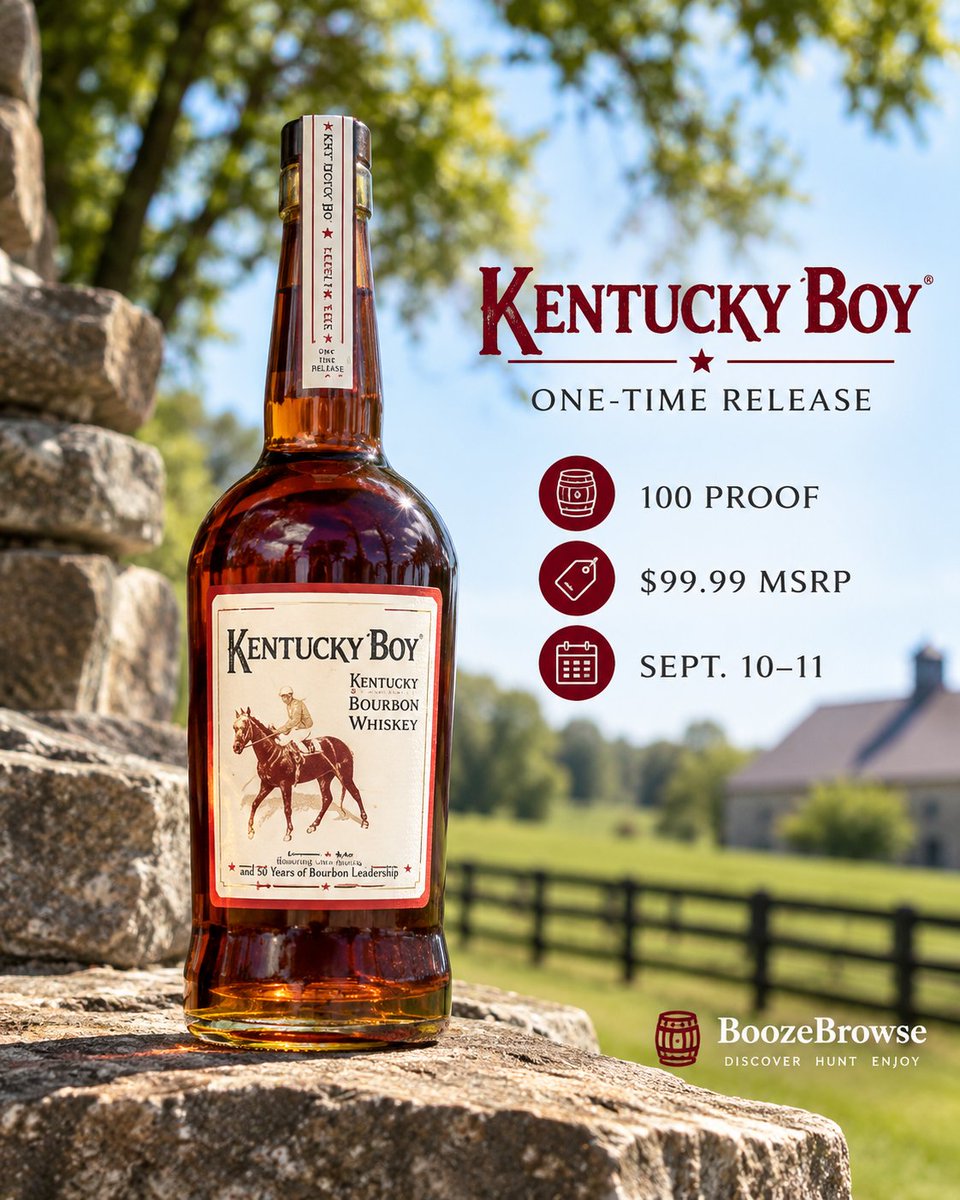 boozebrowse's tweet photo. New from Brown-Forman: Kentucky Boy Bourbon.

🥃 100 proof
💵 $99.99
🏇 One-time Chris Morris 50th-anniversary release
📍 KBF Sept. 10
🏭 Old Forester + select KY retailers Sept. 11
Inspired by Woodford Double Oaked, Birthday Bourbon &amp; King of Kentucky. https://t.co/SAMovhRC26