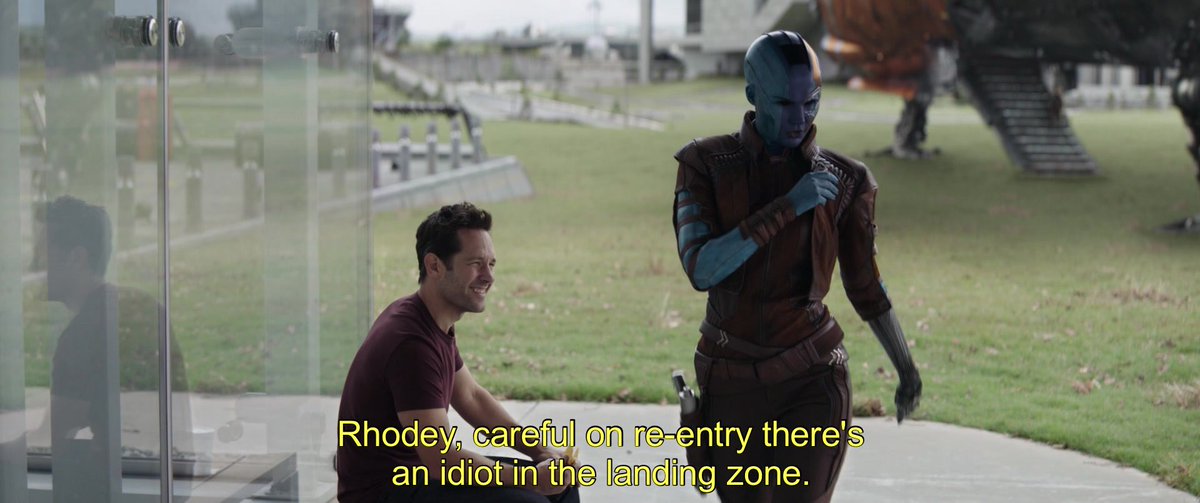 tonysteeb's tweet photo. i love that nebula warned rhodey about scott. she and rhodey would definitely have a fun time making fun of tony together https://t.co/ixvK4B6mhs