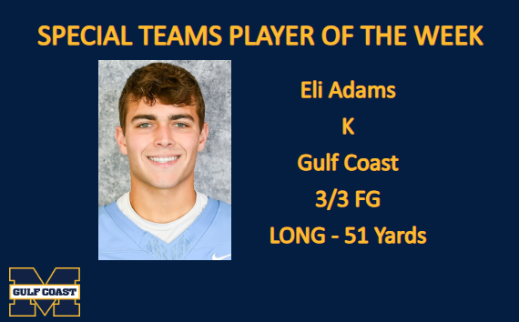 juco_zone's tweet photo. JZ's Special Teams Player of the Week: Wk 2
๐ถEli Adams
@MGCCC_FOOTBALL
@MGCCCBulldogs
@EliLaneAdams
#HailPerk https://t.co/fsL90zruyh