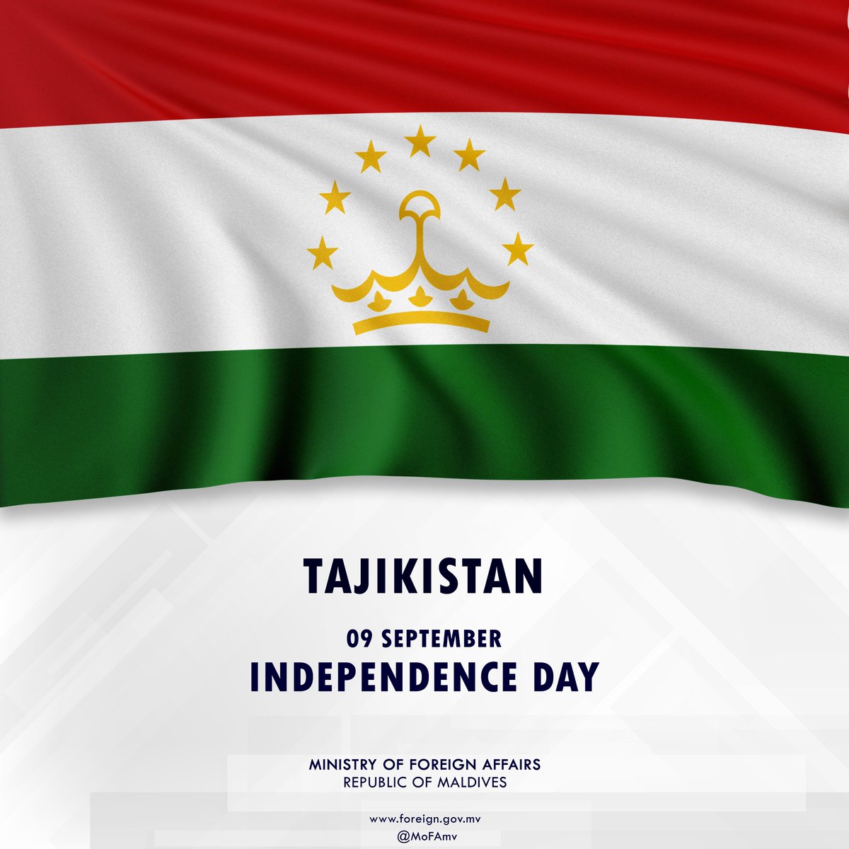MoFAmv's tweet photo. Foreign Minister Iruthisham Adam sends Independence Day greetings to the Foreign Minister of Tajikistan

📃Press Release | https://t.co/GeJ4LuJlSs https://t.co/Or1LGIdhIg