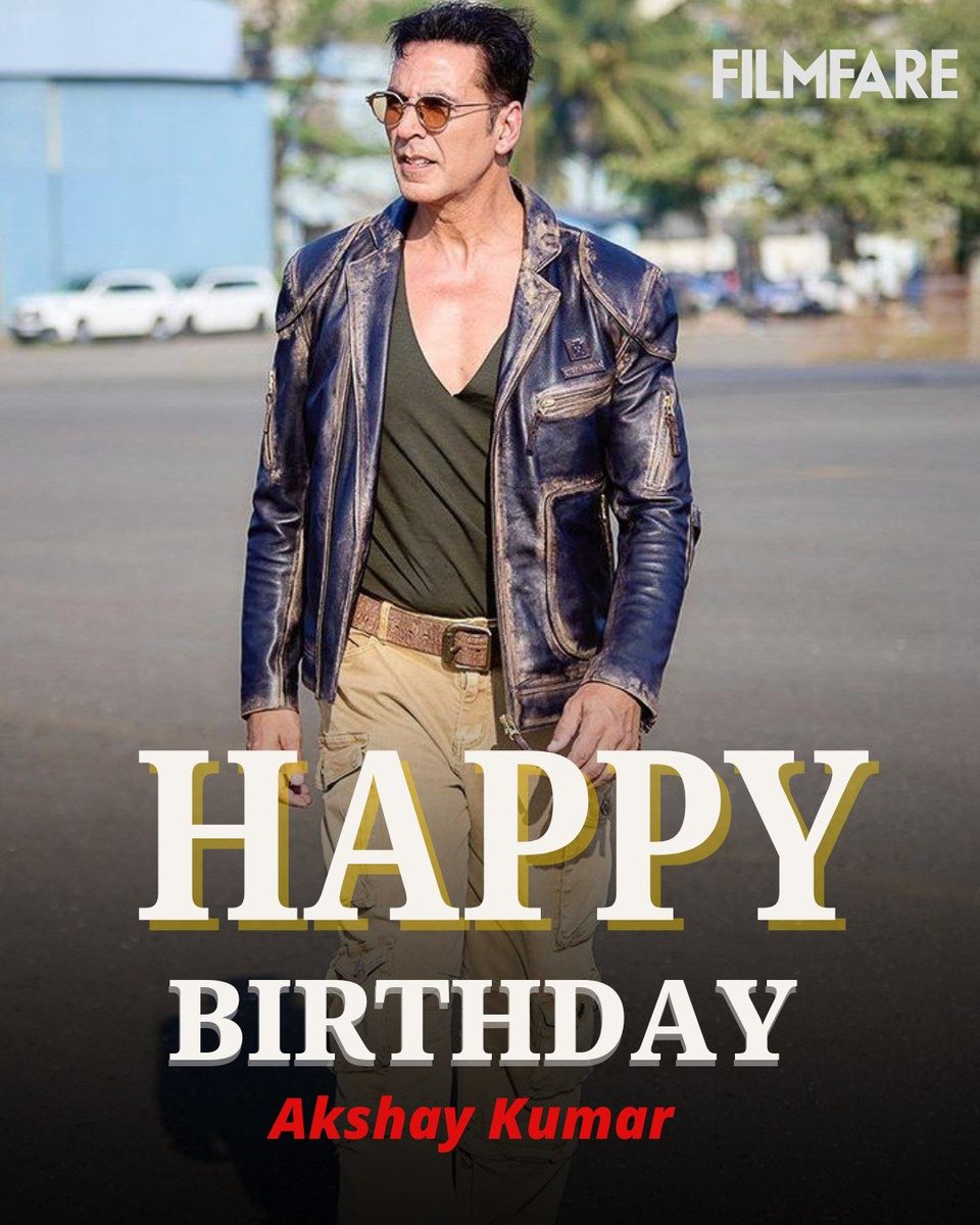 filmfare's tweet photo. From action to comedy, #AkshayKumar has done it all with unmatched energy and style. 😎

Here's wishing the Khiladi a very Happy Birthday.✨

#HappyBirthday #Celebs https://t.co/pIhub8PkGL