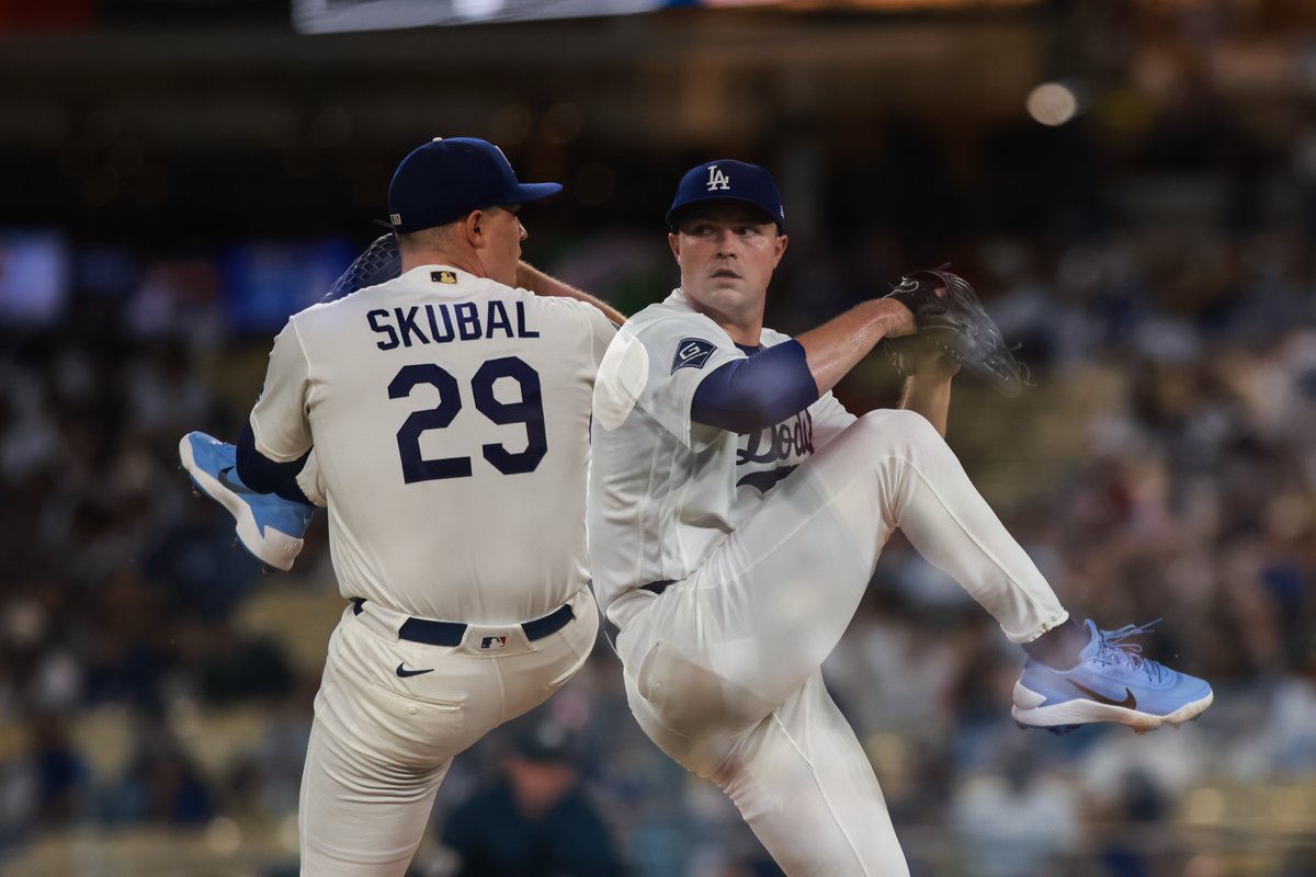 MLB's tweet photo. Tarik Skubal's longest outing in Dodger blue:

7.1 IP, 4 H, 2 ER, 2 BB, 5 Ks https://t.co/GoaLMK7dwY
