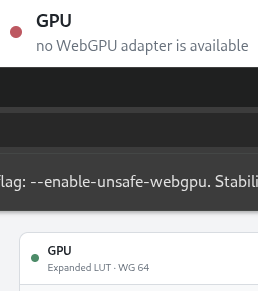 sekurlsa_pw's tweet photo. Using ntlmrain web on Linux:

Paste this in location bar:
chrome://flags/#enable-unsafe-webgpu
➡️ enabled

I also set chrome://flags/#enable-vulkan to enabled.
Relaunch browser. Check box on top right on ntlmrain site.

chrome://gpu <== gpu config https://t.co/nNzK3YYQLA
