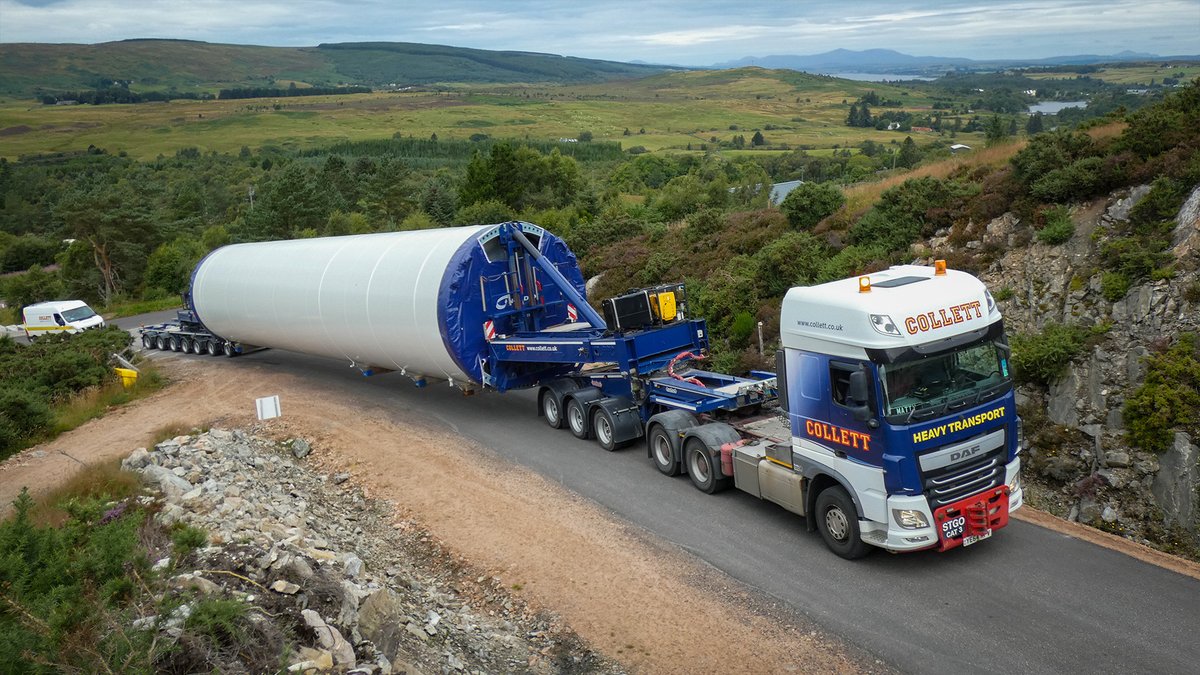 CollettLtd's tweet photo. Collett delivered 107 components for nine Nordex turbines to Lairg II Wind Farm in the Scottish Highlands. The seven-week programme included 73-metre blades and tower sections weighing up to 81.7 Tonnes.

Read more: https://t.co/we29wTJrkW https://t.co/4AhTwmH5j3