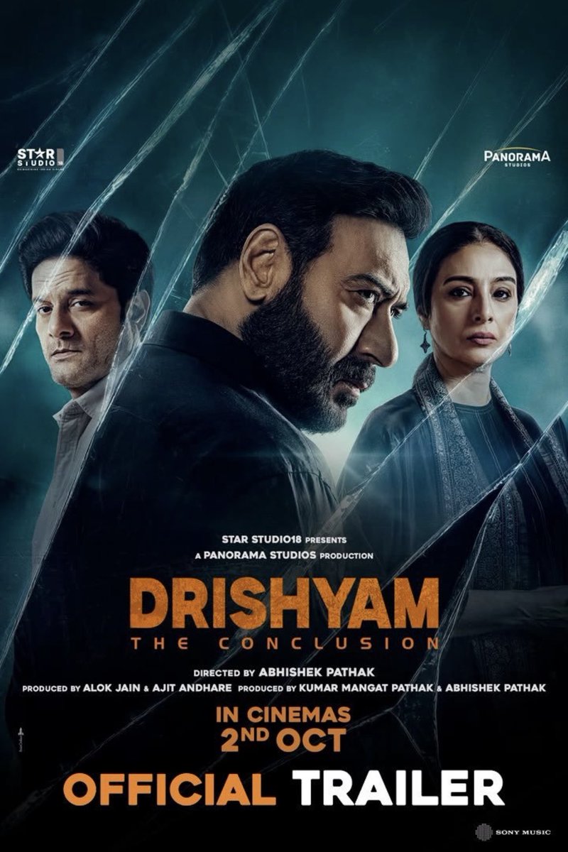 udbhavg2003's tweet photo. Drishyam: The Conclusion trailer is out!
Thrilling and hard hitting 💯

Starring Ajay Devgn, Tabu, Jaideep Ahlawat, Prakash Raj and Shriya Sharan
Director- Abhishek Pathak (Drishyam and Drishyam 2)

#DrishyamTheConclusion #AjayDevgn #Bollywood #viral #virałpost https://t.co/1IBHbj36By