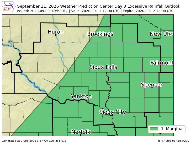 mn_iembot's tweet photo. WPC issues Day 3 Marginal Risk Excessive Rainfall Outlook at Sep 9, 7:59z for FSD https://t.co/4pFpHlhpv7 https://t.co/lPUgxSi3YP