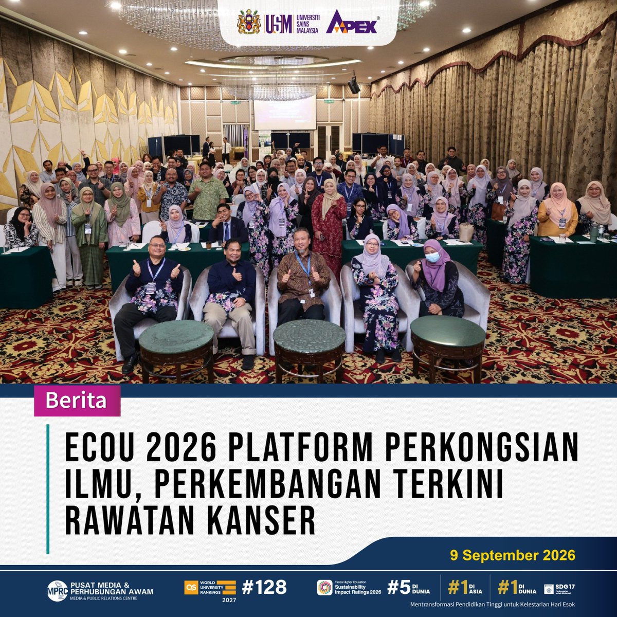 USMKesihatan's tweet photo. ECOU 2026 PLATFORM PERKONGSIAN ILMU, PERKEMBANGAN TERKINI RAWATAN KANSER
Baca selanjutnya menerusi laman sesawang Kampus Kesihatan USM.
https://t.co/VxvO3PKWZe
#USM
#ECOU2026
#Onkologi
#RawatanKanser
#PenjagaanKanser
#PerkongsianIlmu
#SDG3 #SDG4
#MPRCKK https://t.co/TxY6BgpkXU