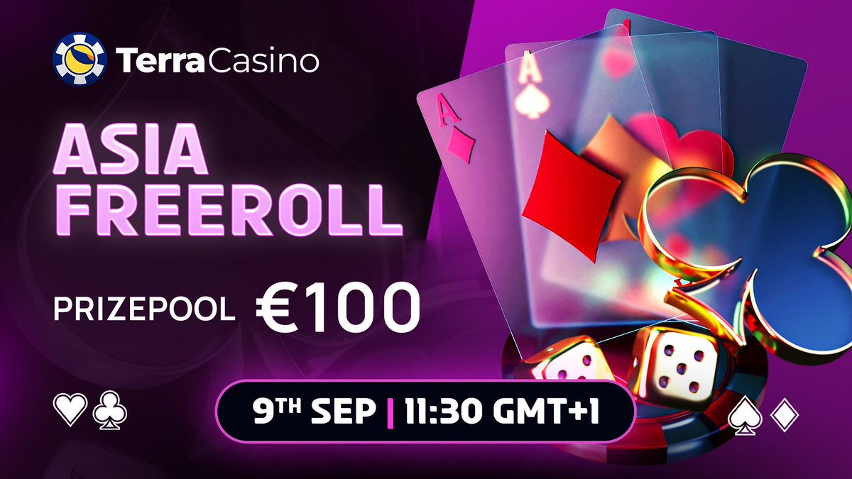TerraCasino_io's tweet photo. π β¬100 Asia Poker Freeroll!
π° β¬100 Prize Pool
β° 9th September β 11:30 GMT+1
Take your seat and play for your share π
π https://t.co/ReGs56LRgd
#Poker #OnlinePoker #Freeroll #PokerFreeroll #TexasHoldem #CryptoPoker #PokerTournament #CryptoCasino #TerraCasino https://t.co/fwqle58hkq
