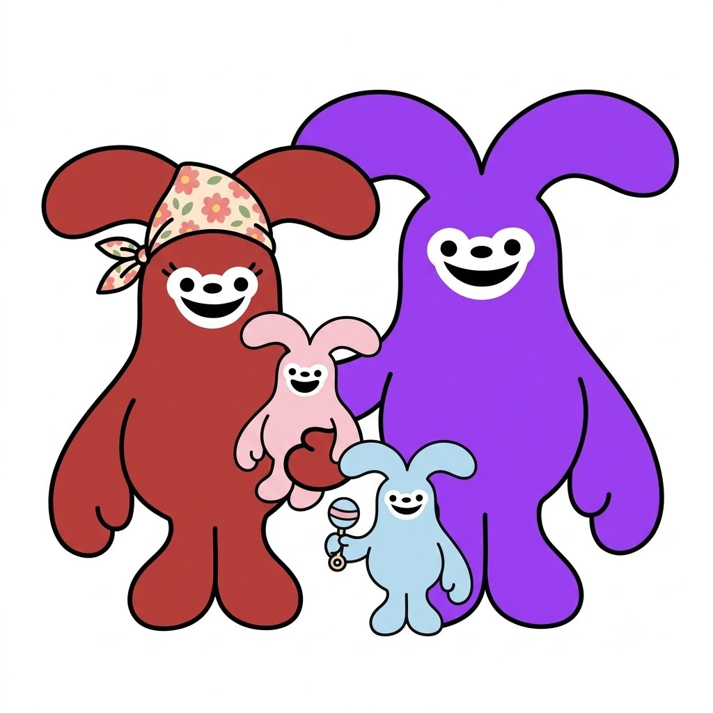 azayakanaru's tweet photo. 🩷「お父さん、行っちゃうの？」

💜「あぁ、ごめんな。suicaのキャラクターに選ばれたんだ。」 https://t.co/lXg4VB9wou