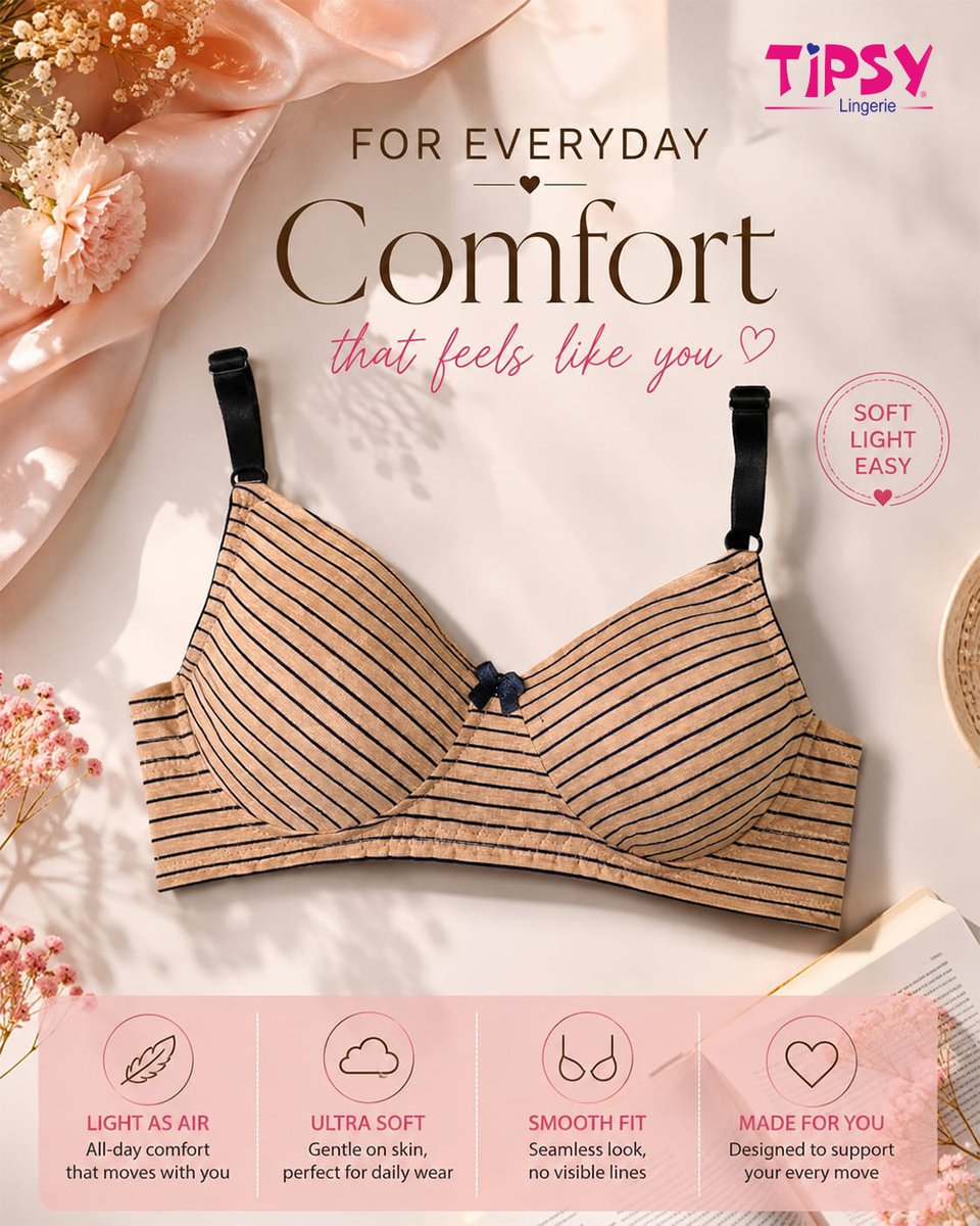 maithooo_15's tweet photo. Photo by Tipsy Lingerie on August 14, 2026. Everyday comfort that feels like you: soft, light, breathable, ultra-soft, smooth fit, and support designed for every move. https://t.co/2AFs0lUdqW