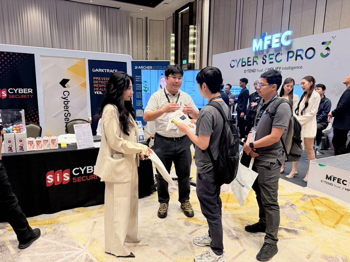 CyberServal's tweet photo. Great to look back on MFEC Cyber Sec Pro 3 in Bangkok. 🇹🇭
CyberServal Thailand and SiS Distribution Thailand took part together, with CyberServal supporting the event as a Gold Sponsor.
Thanks to everyone who connected with us! 🤝
👉 https://t.co/ZZLUOwnzPv
#CyberServal #MFEC https://t.co/LXcEAlCKwx