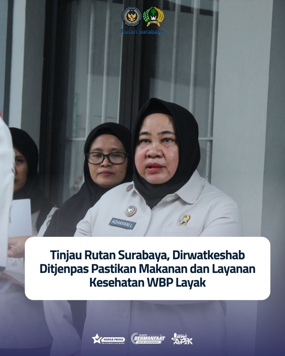 HumasRutansby's tweet photo. Dirwatkeshab Ditjenpas Adhayani Lubis cek langsung kebersihan dapur &amp; ketersediaan obat di Poliklinik Rutan Surabaya, Rabu (9/9). Evaluasi dilakukan demi pastikan hak kesehatan warga binaan optimal. https://t.co/zvMlkYdEFN