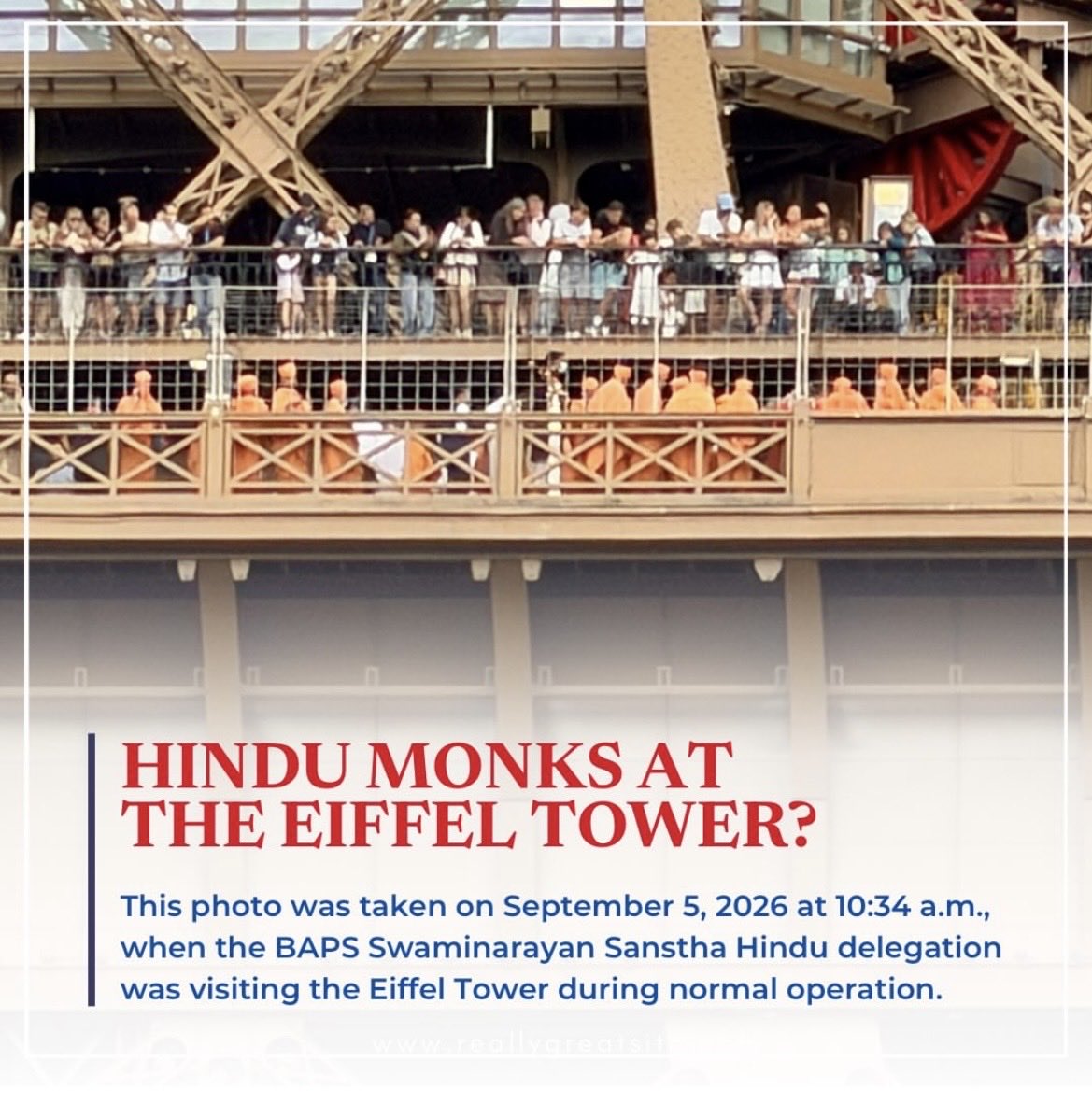 Debutant_Damsel's tweet photo. BAPS statement clearly states “it was never, at any point, a request rooted in gender” 

Also, BAPS devotees and monks did not forcefully enter and dictate their terms. Permissions were taken and corrdinated with the Eiffel Tower team to ensure minimum to staff and other visitors. No one was put at gun point to fulfill their requests. They could have simply denied. 

But when everyone in India rushes to jump on the Western media's bandwagon, God help India.

Athos mountain, Greece(most holy site in Eastern Orthodox Christianity), Mount Omine Japan does not allow women.

Also, by your logic, tomorrow you might demand that the government take back the holy Sabarimala temple land? Right?