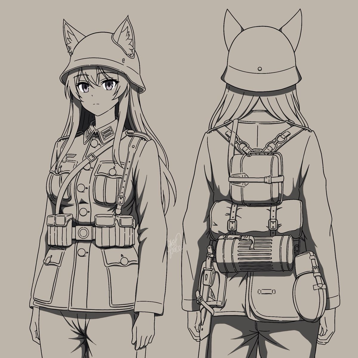 pace2587's tweet photo. 今日の練習
#ドイツ軍 #GermanArmy #MilitaryGirl #OC #Kemonomimi https://t.co/VbRUzD0CIE