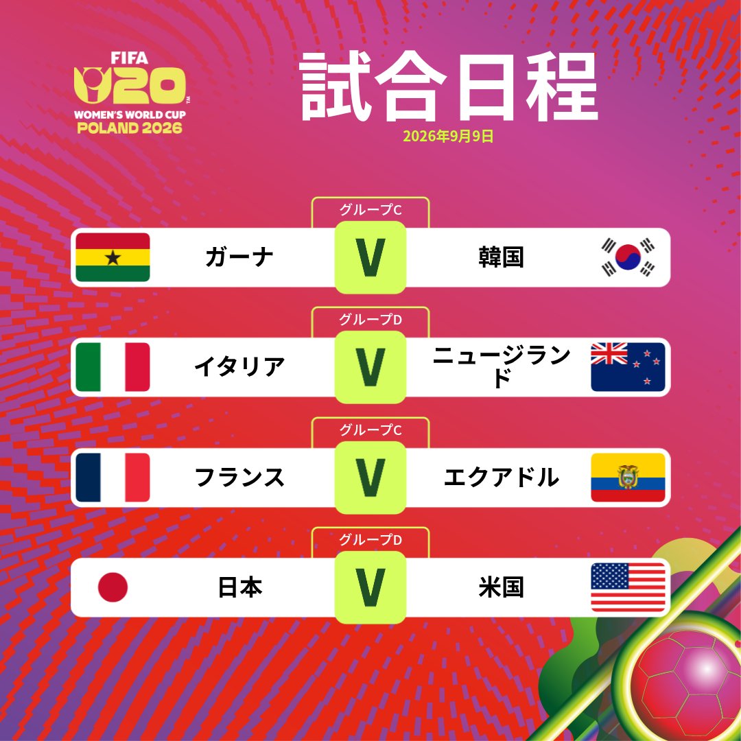 FIFAWorldCup_JP's tweet photo. FIFA U-20女子ワールドカップ 本日の試合日程はこちら⌛️

アメリカと日本の一戦は日本時間25時キックオフ⚽️

#U20WWC