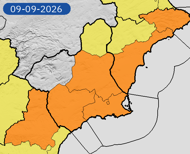 112rmurcia's tweet photo. ACTUALIZACIÓN DE LOS AVISOS DE @AEMET_Murcia  PARA HOY

🟠 Nivel naranja
☔ Lluvia (30 litros por metro cuadrado en una hora)
📍 Vega del Segura, Campo de Cartagena y Mazarrón y Valle del Guadalentín, Lorca y Águilas.
Entre las 14:00 y las 23:59 h.

🟠 Nivel naranja
⛈️ Tormentas (pueden ir acompañadas de granizo y rachas de viento muy fuertes)
📍 Vega del Segura, Campo de Cartagena y Mazarrón y Valle del Guadalentín, Lorca y Águilas.
Entre las 14:00 y las 23:59 h.

🟡 Nivel amarillo
☔ *Lluvia* (20 litros por metro cuadrado en una hora)
📍 Altiplano.
Entre las 14:00 y las 23:59 h.

🟡 Nivel amarillo
⛈️ *Tormentas* (pueden ir acompañadas de granizo y rachas de viento muy fuertes)
📍 Altiplano.
Entre las 14:00 y las 23:59 h.