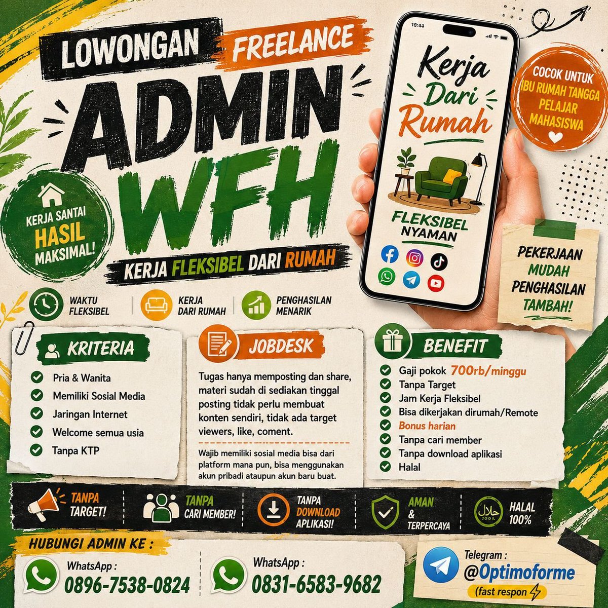 imy0000urs's tweet photo. haloo semuaa! open freelance WFH nihh 🫶🏻 cocok banget buat yang lagi cari uang tambahan, cara kerjanya gampang dan fleksibel! minat? langsung DM aku yaa 💌 NO SCAM!!

#freelance #wfh #zonauang https://t.co/tvIacxdaRQ