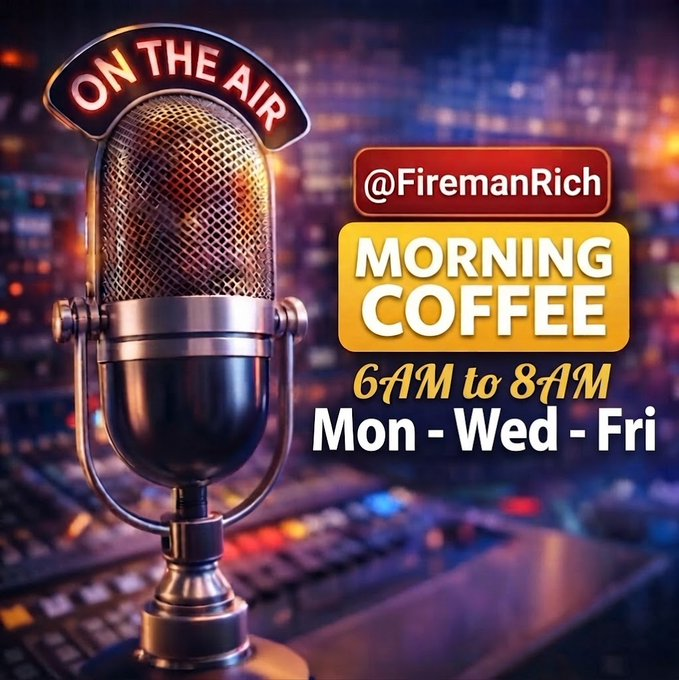FiremanRich's tweet photo. Wednesday Morning 🌄 Coffee ☕09.09.2026 @rumblevideo Broadcast 🎥🎬

https://t.co/GYk4AOkj3s

#MorningCoffee #Coffee #JustChatting #PositiveStartToTheDay #PSTTD #LiveStreaming #Live @rumblevideo #rumblevideo  #Twitch @Twitch #YouTube @youtube #subscribe #follow @FiremanRich https://t.co/rKUtw1Ymep