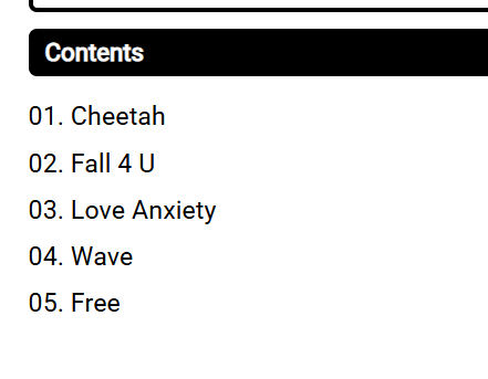rvelites's tweet photo. Red Velvet - IRENE &amp; SEULGI Japan 1st Mini Album 【Cheetah】 Tracklist

01. Cheetah [TITLE]
02. Fall 4 U
03. Love Anxiety
04. Wave
05. Free

https://t.co/nu8pyGJlrs

Pre-Order　
🔗https://t.co/uOcwv4ZKza

#IRENE #SEULGI #RedVelvet https://t.co/aKE35uKuaI