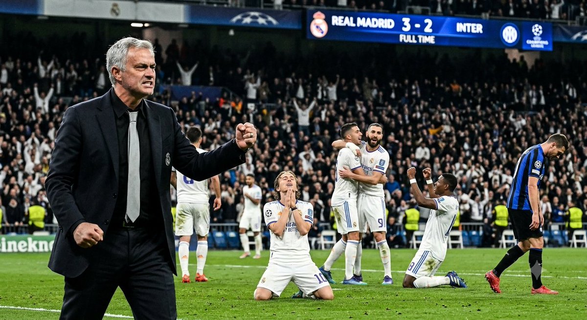 MdHasanPathan1's tweet photo. 🚨 Real Madrid survive! 🤯 On José Mourinho’s big night, Madrid cling on to beat Inter in a dramatic Champions League showdown. Huge pressure, big moments and a finish that had fans on the edge of their seats! 🔥⚽️ Unbelievable scenes! https://t.co/9nptxfvH71 #RealMadrid #Inter https://t.co/MzfXfGPzYM