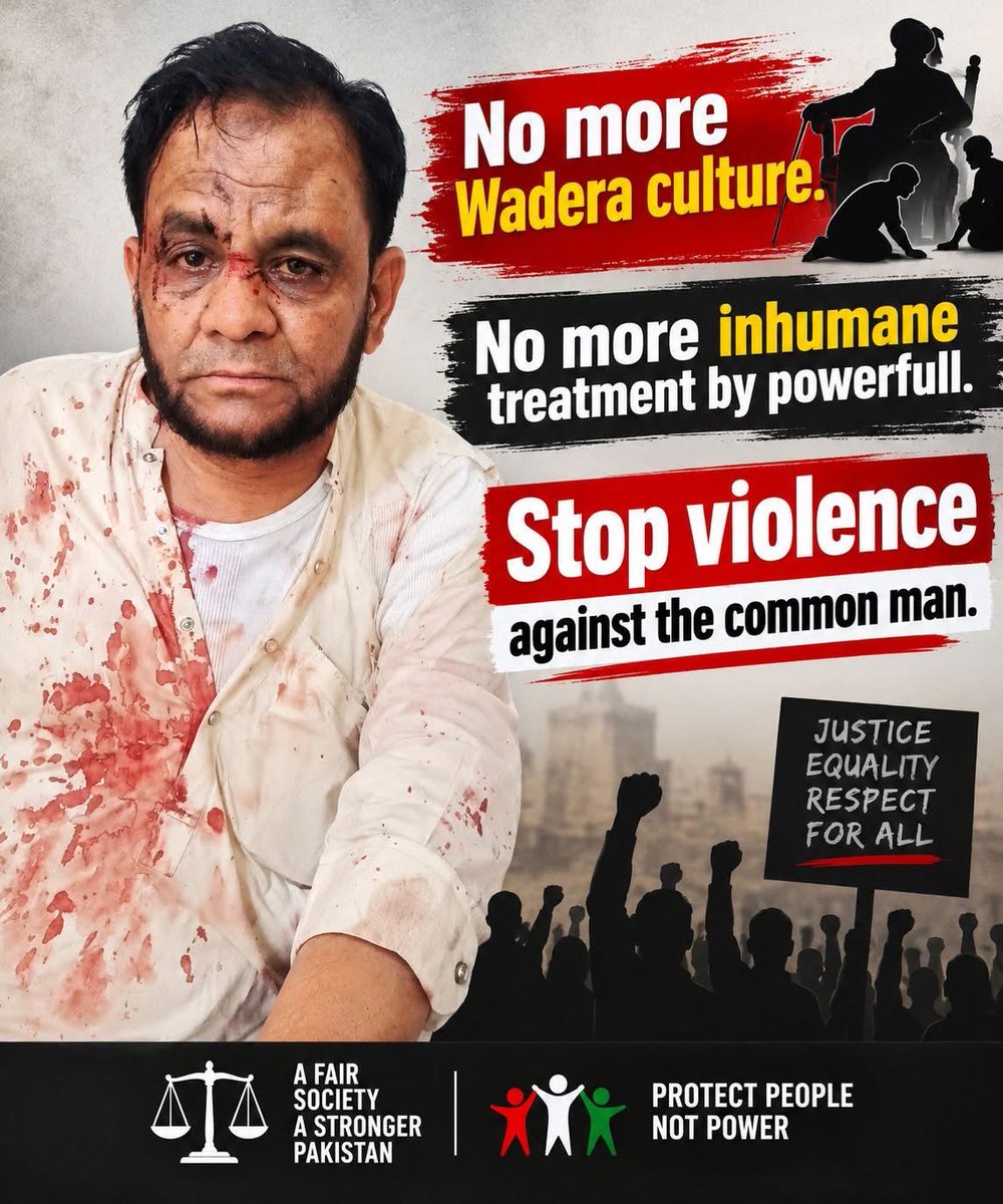 NKMalazai's tweet photo. Text and photo by Dr Moiz Khan, professor Karachi University 👇 

The common man needs to decide how long they will allow these Waderas to abuse them, kill them, crush them under their boots, and thrash commoners whenever it suits these Waderas.

In the end, when some action is taken, these Waderas present their servants to the police, and once again, another common man bears the punishment on behalf of the masters of the land.
This time, in the case of Prof. Dr. Arif Khan Saqi, the community of teachers and his students took a stand, and civil society has shown support from all corners. Imagine what happens to someone who does not have anyone to stand up for them. Since yesterday, the family, under pressure from society, has reportedly been reaching out for a compromise.

This is a common and familiar strategy. Intoxicated by their power, these Waderas resort to the same tactics every time they believe they can get away without serious consequences.

Let's make this case an example. If we cannot fight them, at least we can boycott them.
#BoycottSindhGreen